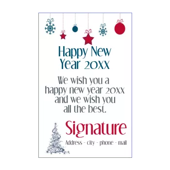 card wishes best new year ball blue fir red star 