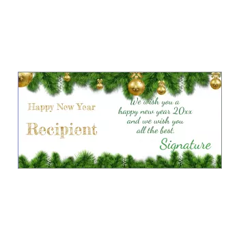 card wishes best new year ball fir green tree 