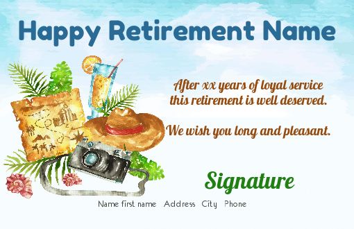 Card Congratulations Wishes Retirement Hat free template