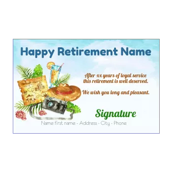 card congratulations wishes retirement hat cocktail blue 