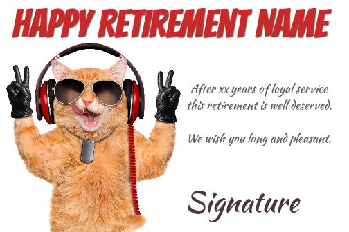 funny card congratulations wishes retirement cat free template card 1080