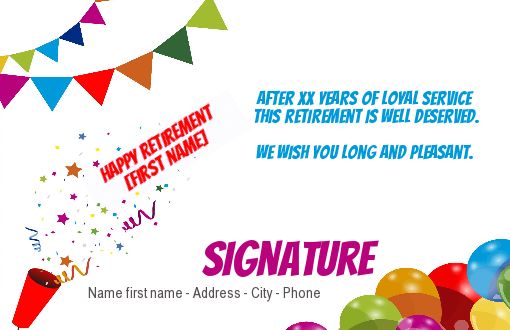 Card Congratulations Wishes Retirement Balloon free template