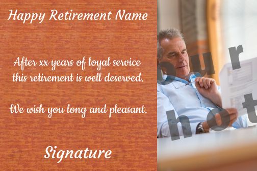 Card Congratulations Wishes Retirement Brown with photo template