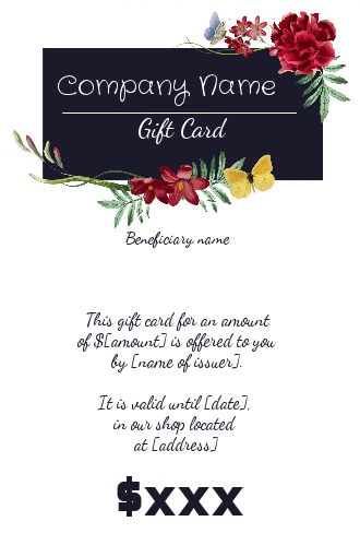 Card Gift Florist Blue Flower template