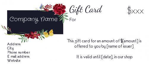 Card Gift Florist Blue Flower template