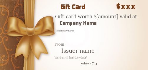 Card Gift Golden Brown Ribbon template