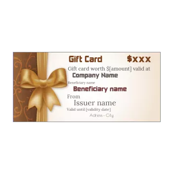 card gift golden brown ribbon 