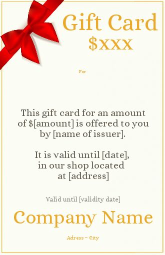 Card Gift Red Ribbon template