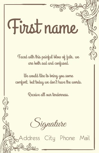Card Condolences Brown Elegant Yellow free template