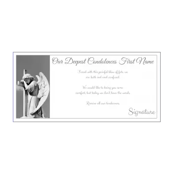 card condolences angel cross grey 