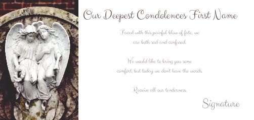 Card Condolences Angel Brown White free template