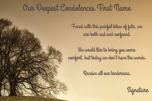 Card Condolences Brown Orange Tree virtual free