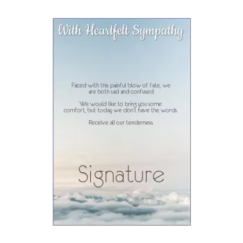 card condolences blue cloud sky 