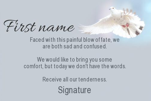 Card Condolences Bird Grey White virtual free