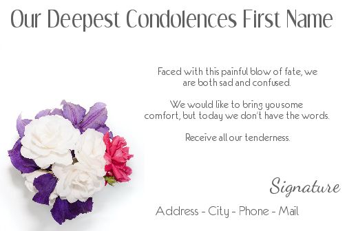 Card Condolences Flower Mauve White virtual free