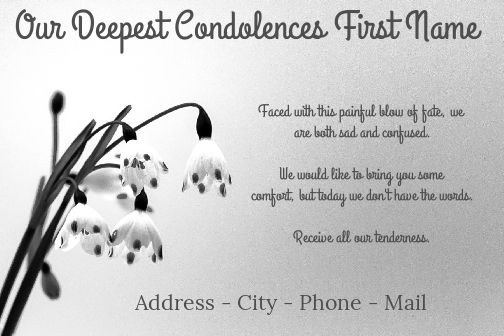 Card Condolences Flower Grey free template