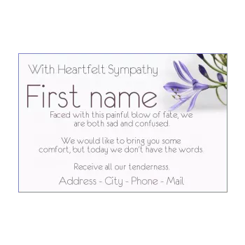 card condolences flower mauve 