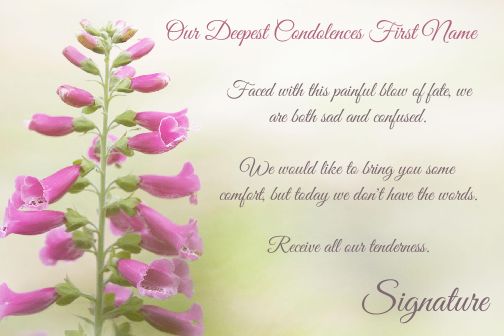Card Condolences Flower Mauve Yellow virtual free