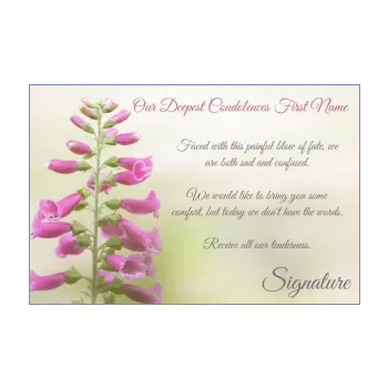card condolences flower mauve yellow 