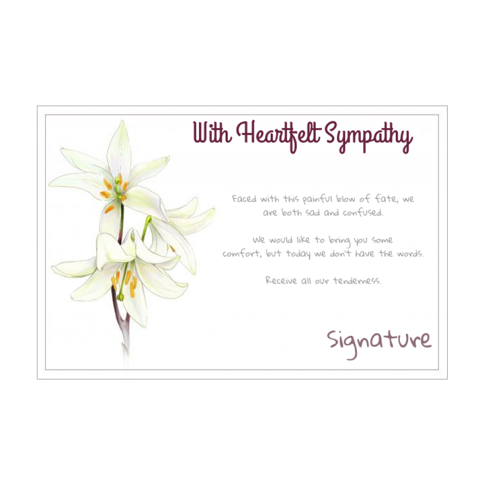 Card Condolences Flower White Free Template Card 2036