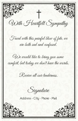 Card Condolences Black Elegant Flower virtual free