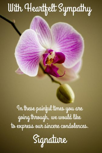 Card Condolences Brown Flower Mauve virtual free