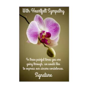 card condolences brown flower mauve 