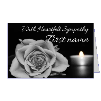 Card Condolences Black Candle Flower template