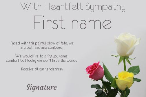 Card Condolences Flower Grey Red virtual free