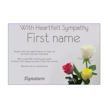 card condolences flower grey red rose yellow 