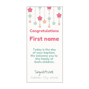 Card Congratulations Baptism Blue Red Star free template (card 2734)