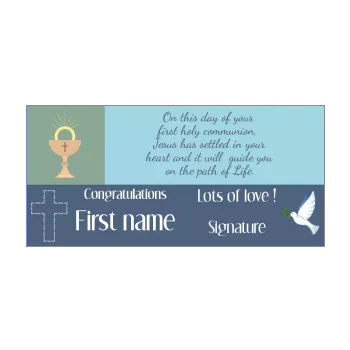 card congratulations communion bird blue boy cross 