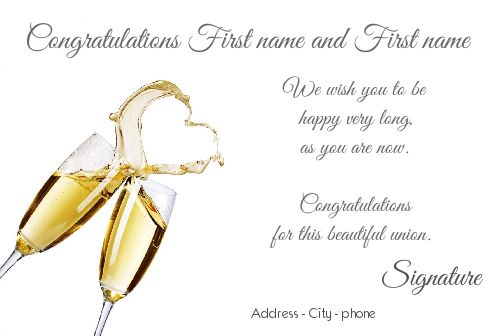 Wedding Card Congratulations Champagne Heart virtual free