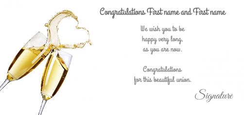 Wedding Card Congratulations Champagne Heart virtual free