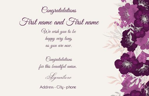 Wedding Card Congratulations Elegant Flower virtual free