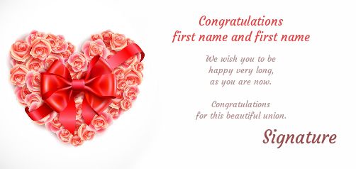 Wedding Card Congratulations Heart Flower free template