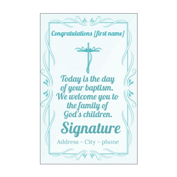 Card Congratulations Baptism Boy Blue Cross free template (card 2891)
