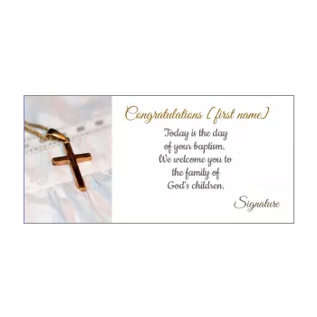 card congratulations baptism white cross 