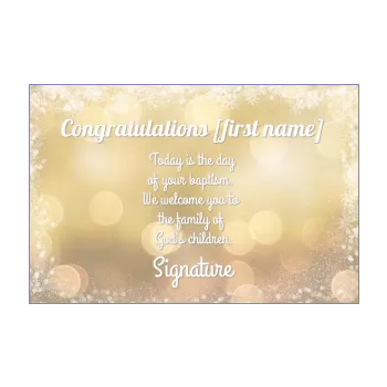 card congratulations baptism snow yellow 