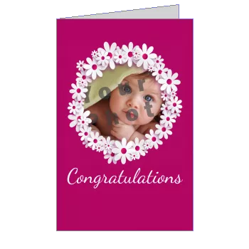 Card Congratulations Baptism Flower Girl with photo template