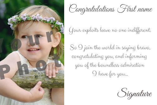 Card Congratulations White with photo template