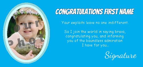 Card Congratulations Blue Boy Man with photo template