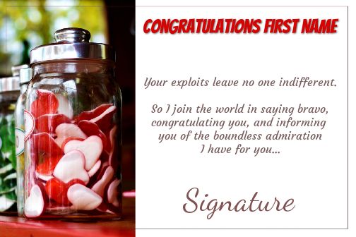 Card Congratulations Candy Red virtual free