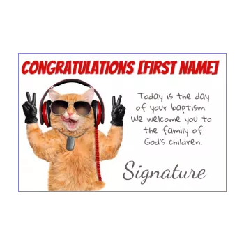 funny card congratulations baptism cat brown animals 