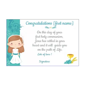 Card Congratulations Communion Flower Boy Blue Free Template Card 2732