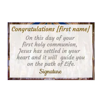 card congratulations communion church 