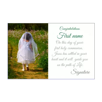 card congratulations communion girl green 