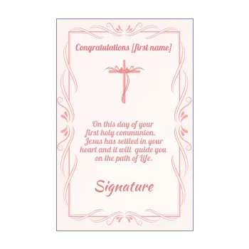 card congratulations communion cross girl rose 