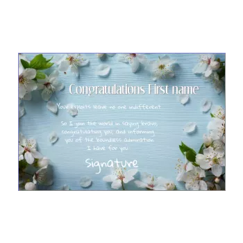 card congratulations blue flower 