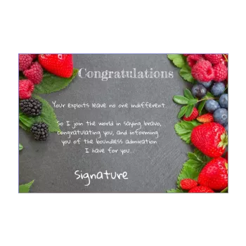 card congratulations strawberry fruit black red slate 